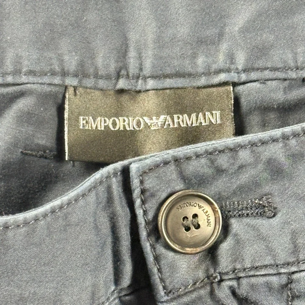 Emporio Armani Mens 37 Flat Front Shorts Navy Blue Cotton Stretch 4 Pockets Auth
